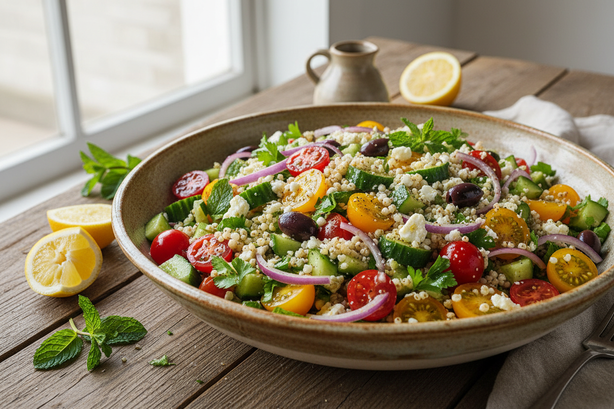 Herbed Sorghum (Jowar) Mediterranean Salad